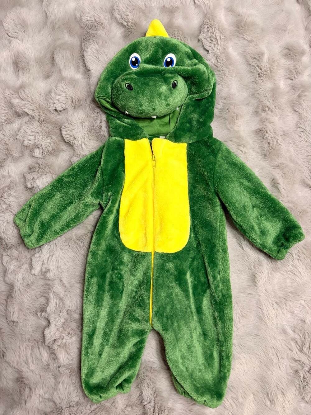 Green Dinosaur Fleece Hooded Romper Costume Baby 3-6 M